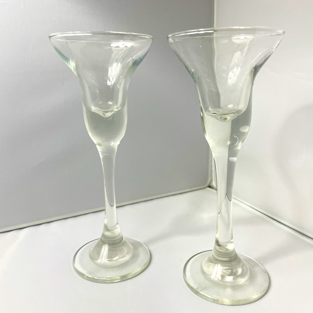 2‎ Libbey Tall Glass Candleholders, Pattern #3789
